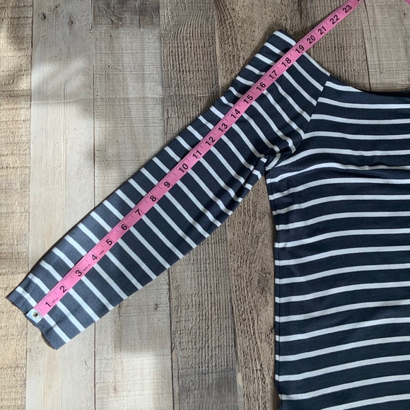 Anthropologie Bailey44 Blue White Striped Jersey Shift Dress Vegan Leather SZ M - Picture 12 of 12